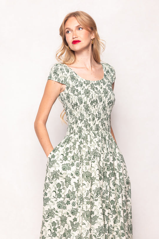 Marlow Cap Sleeve Dress in Vintage Sage Bloom