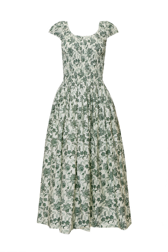 Marlow Cap Sleeve Dress in Vintage Sage Bloom