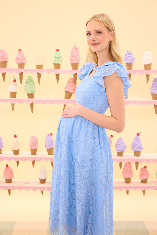 blue lace maternity dress Aqua Blue Lace Baby Shower, Evening, Formal Maternity Dress Medium / Aqua