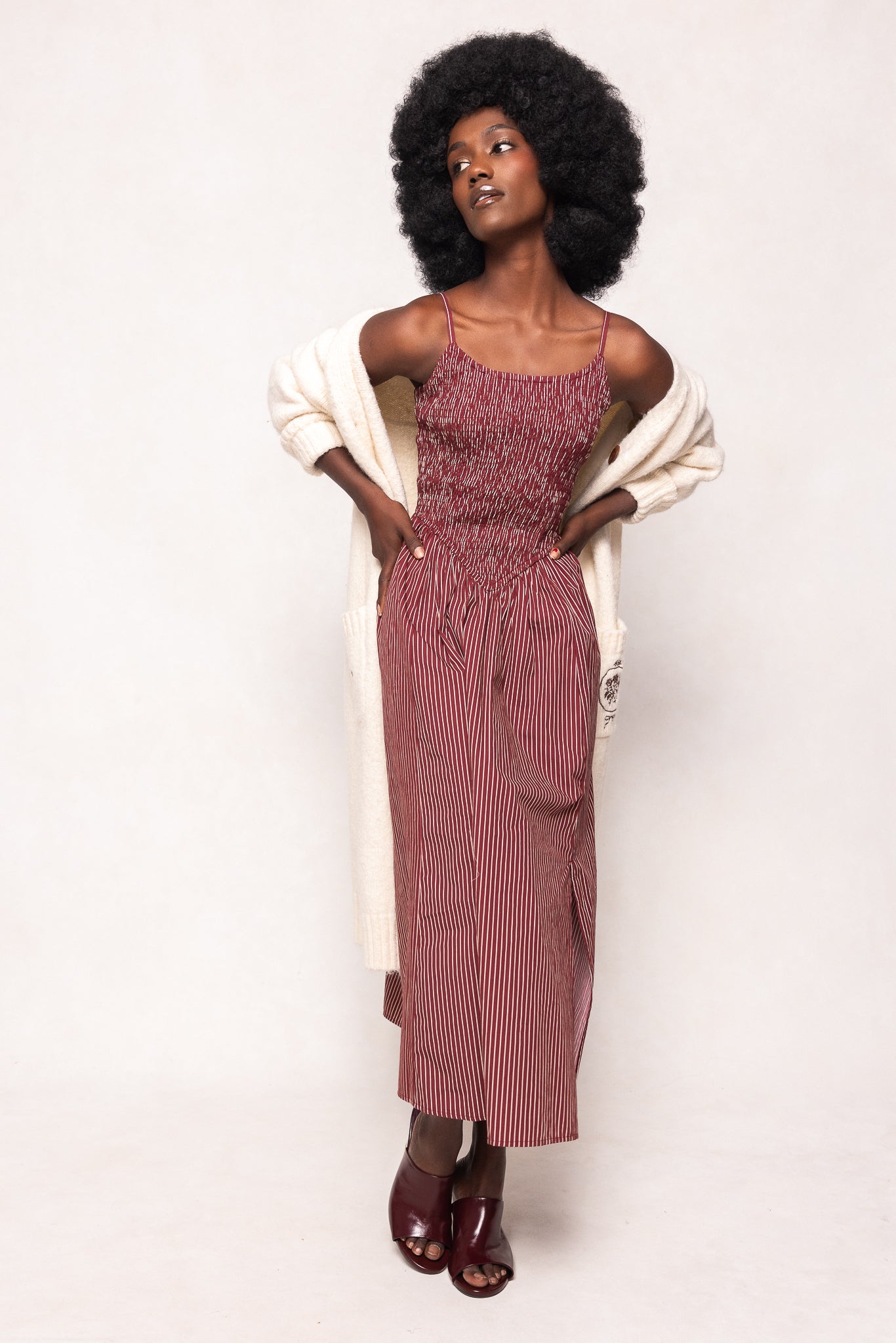 Maxwell Dress in Burgundy Pinstripe – Ivy City Co