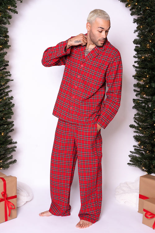 Mens Benjamin Pajama Set in Holiday Plaid