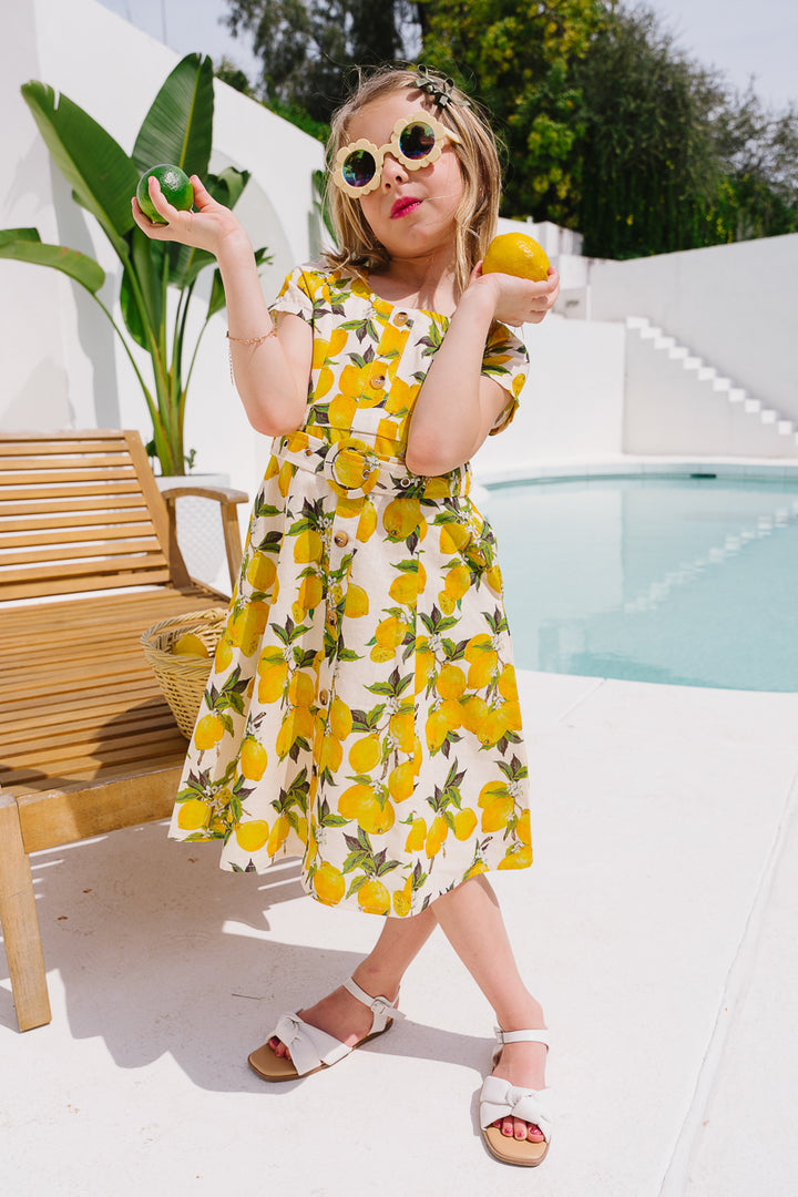 Mini Meredith Dress in Lemons - FINAL SALE
