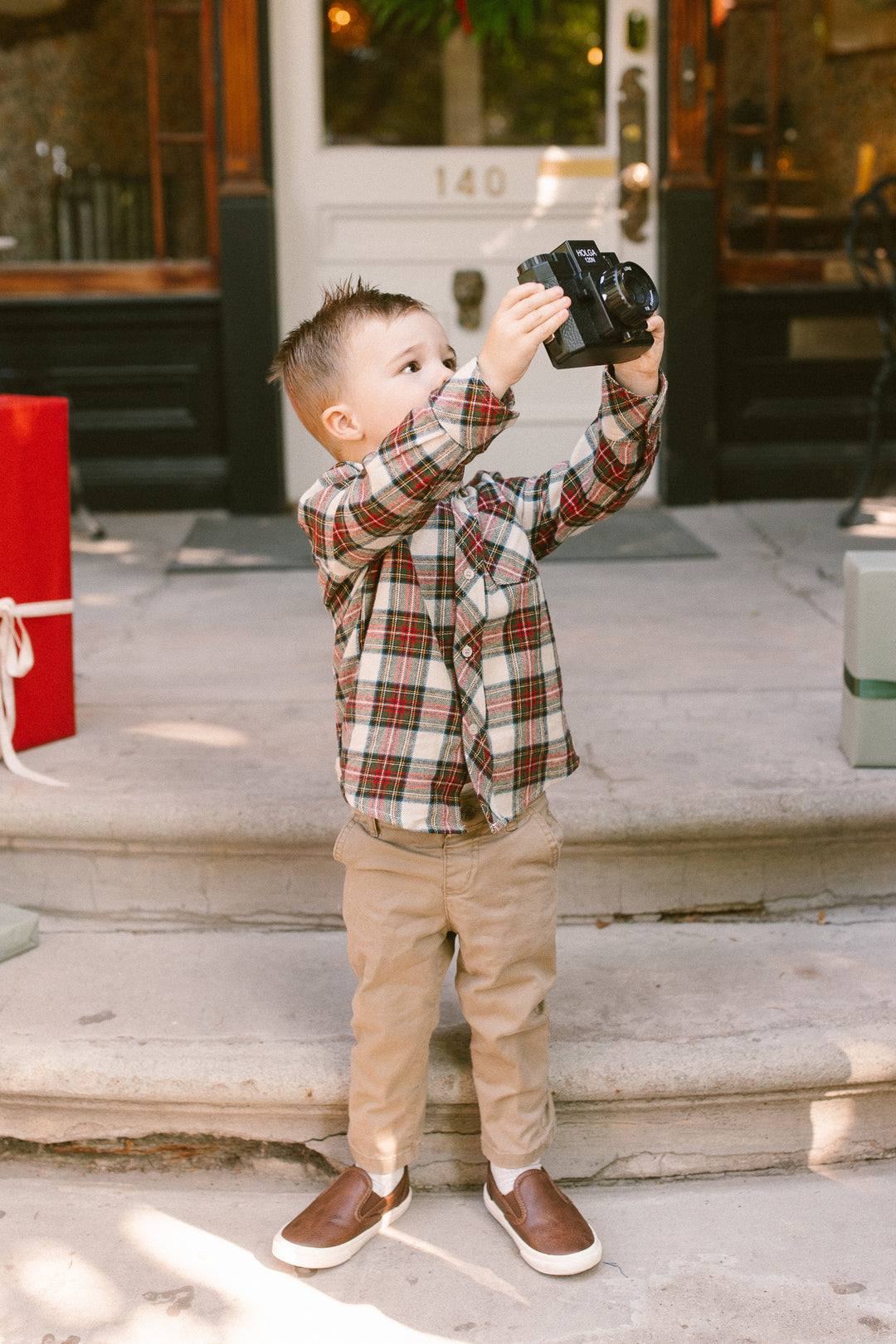 Boys John Shirt in Merry Holiday Plaid