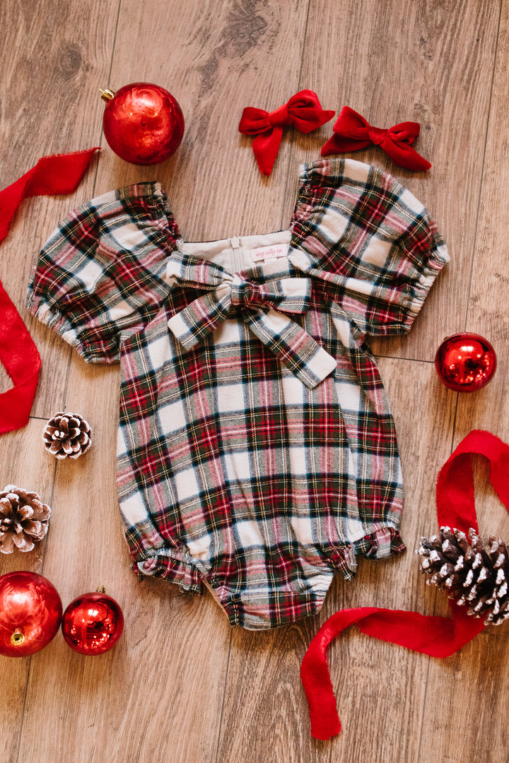 Baby Merry Romper in Holiday Plaid - FINAL SALE