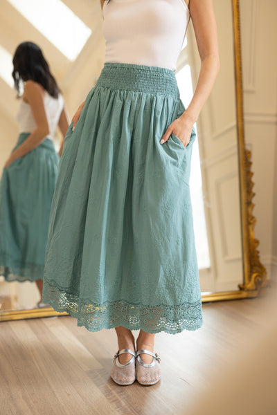 Messina Skirt in Dusty Teal – Ivy City Co