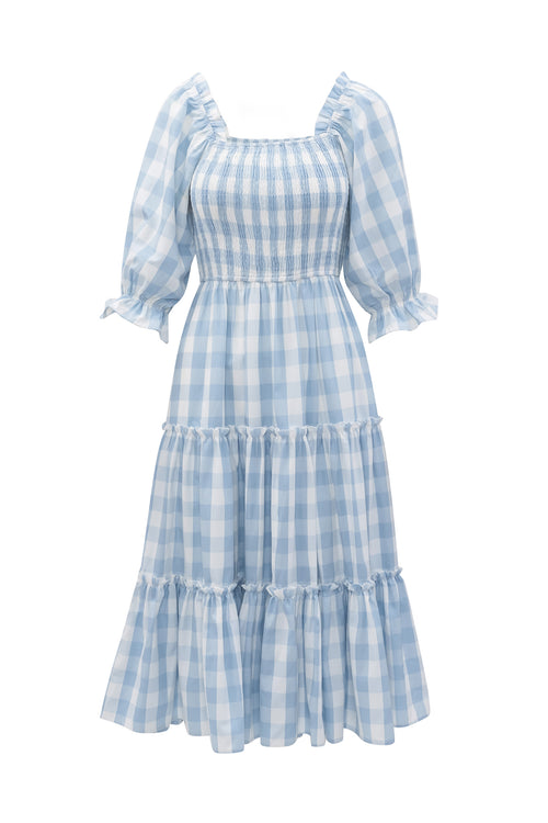 Mia Gingham Dress in Blue