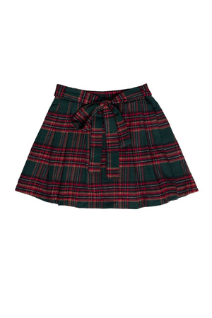 Plaid skirt with a tie waist on a white background