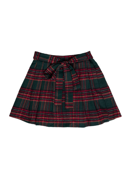 Plaid skirt with a tie waist on a white background