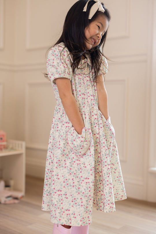 Mini Alayna Play Dress in Ivory Pansy Trellis