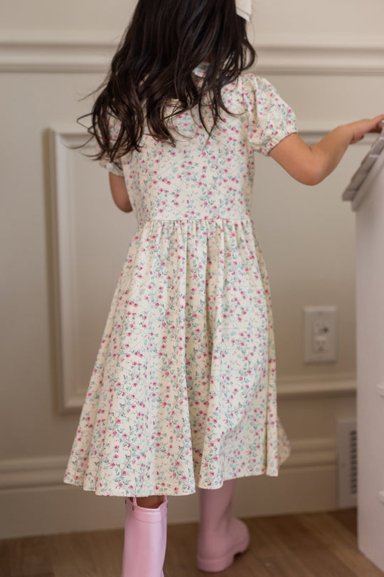 Mini Alayna Play Dress in Ivory Pansy Trellis