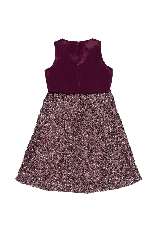 Purple dress with glittery skirt on a white background