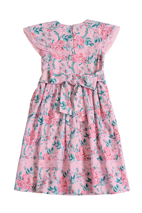 Mini Aster Dress in Pink Sketched Flower