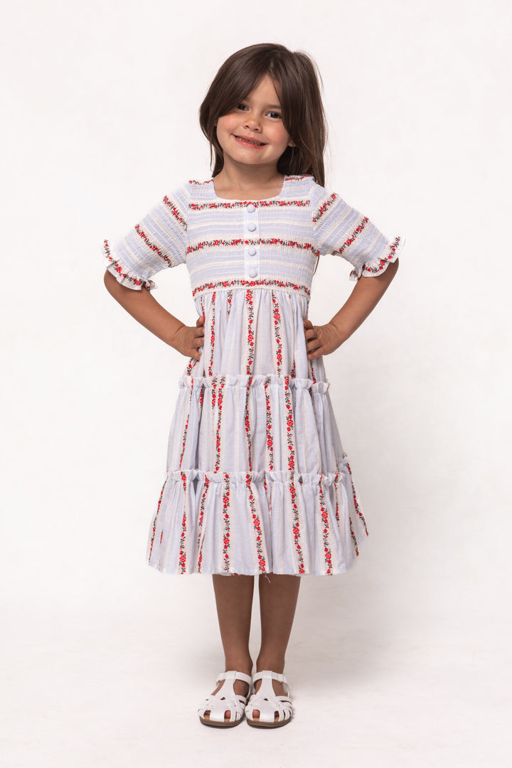 Mini Beatrice Dress in Floral Stripe