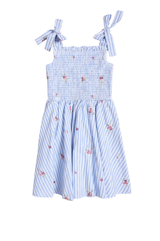 Mini Bluebell Dress in Blue & White Stripes