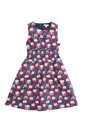 Mini Carly Dress in Navy Pressed Petals