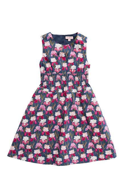 Mini Carly Dress in Navy Pressed Petals