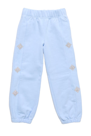 blue sweatpants against a white background