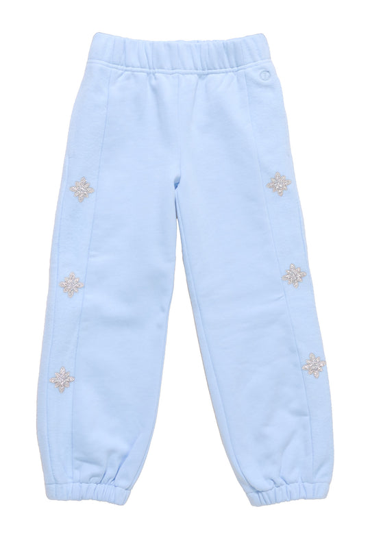 blue sweatpants against a white background