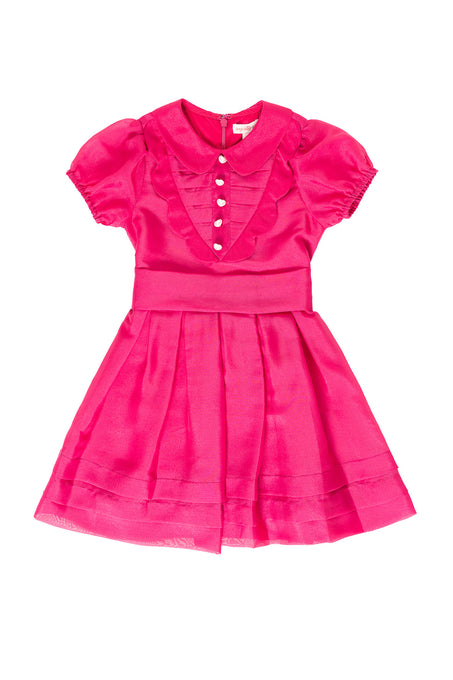 pink dress against a white background