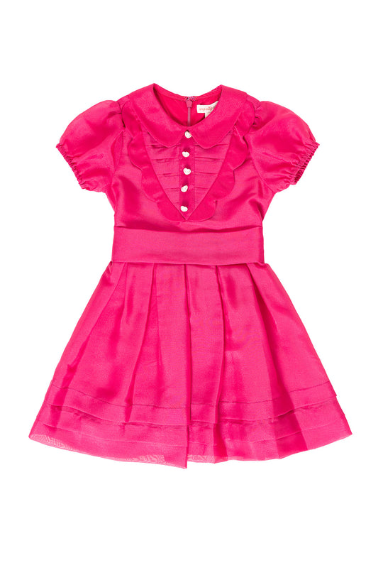 pink dress against a white background