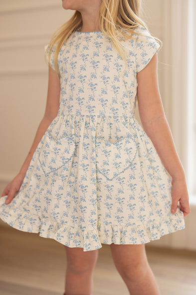 Mini Dream Play Dress in Ivory Porcelain Fleur