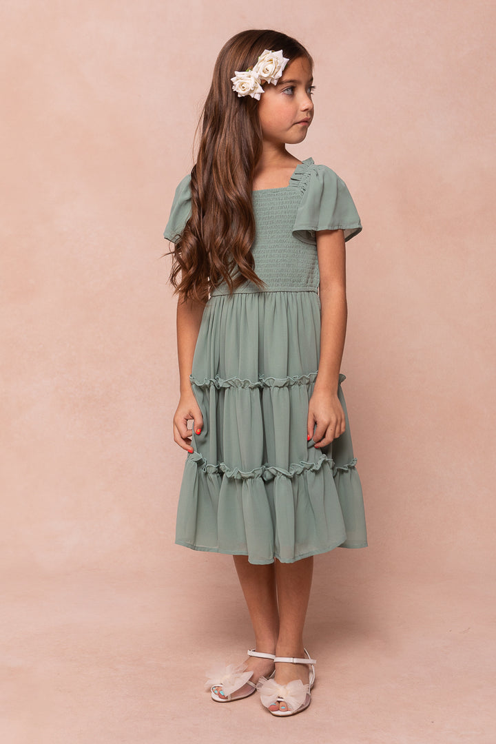 Mini Ellie Dress in Sage Chiffon