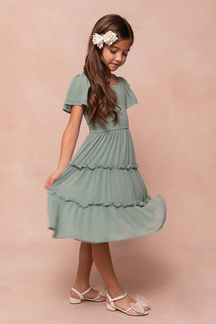 Mini Ellie Dress in Sage Chiffon