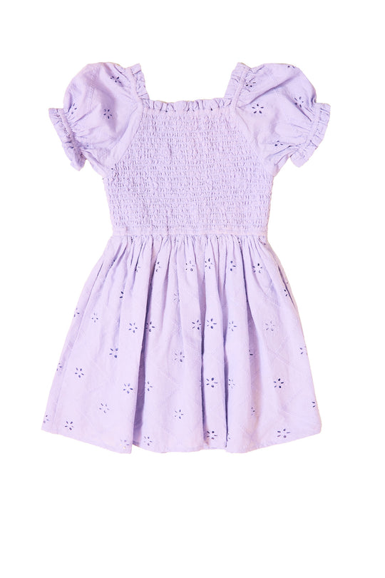 the back of a purple dress against a white background