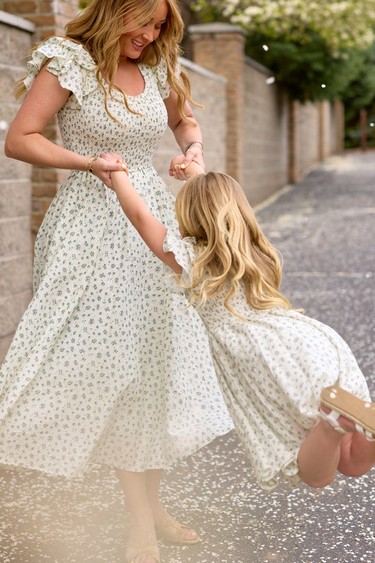 Mini Hattie Dress in Madeline Blue 11/12