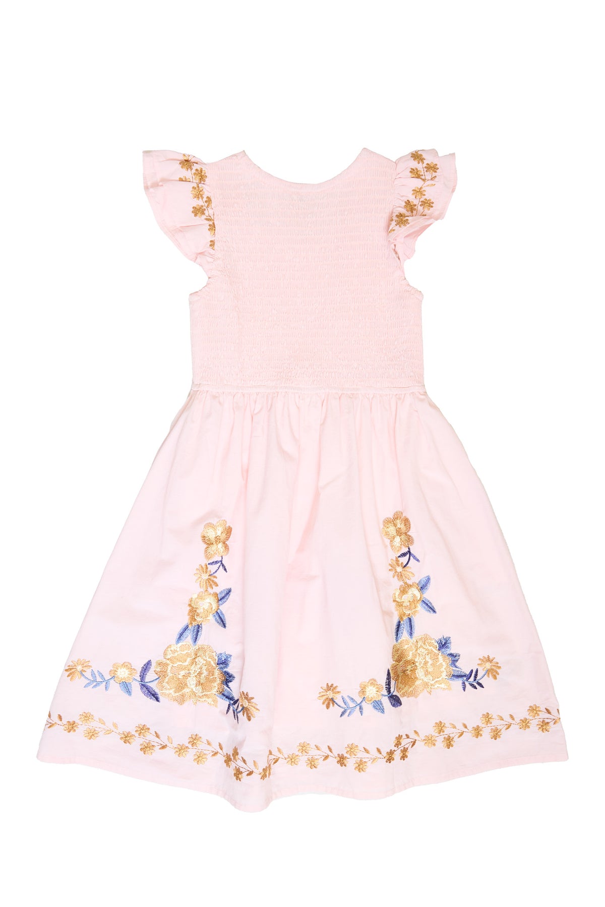 the back of a pink dress against a white background
