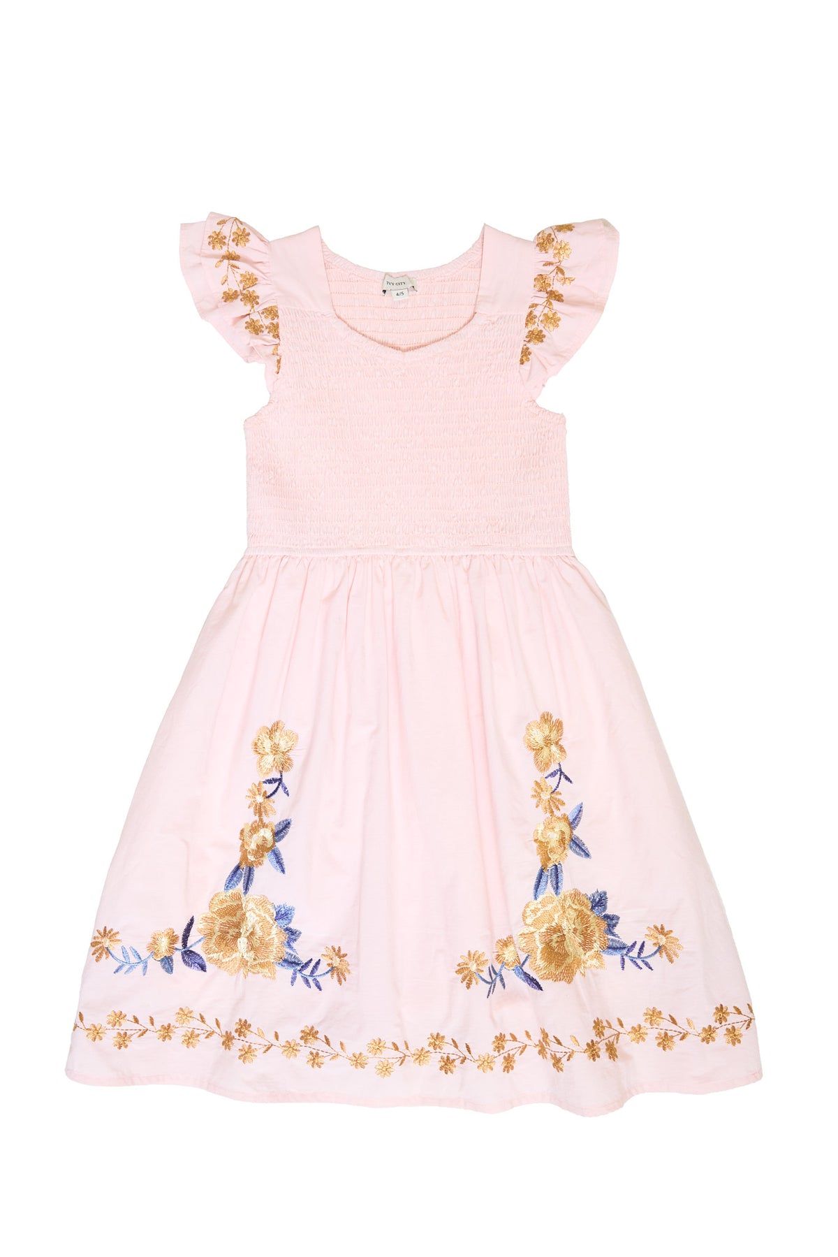 pink dress against a white background