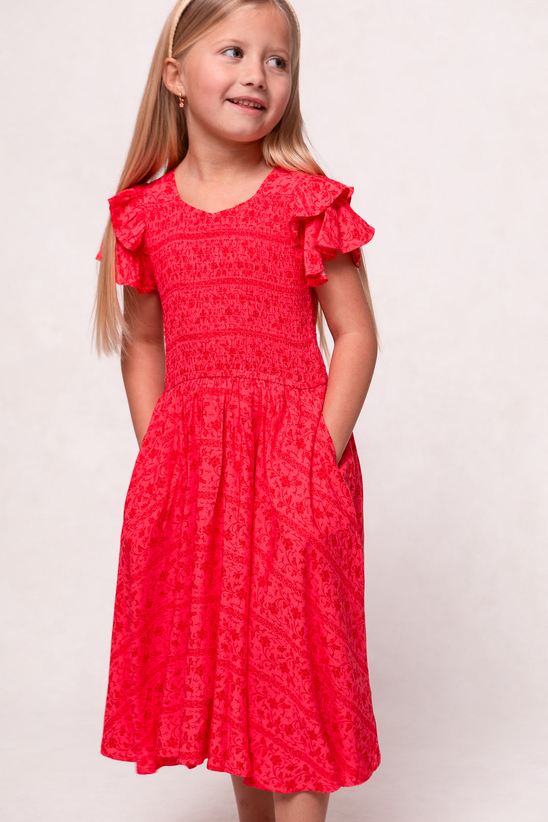 Mini Hattie Dress in Crimson Pink