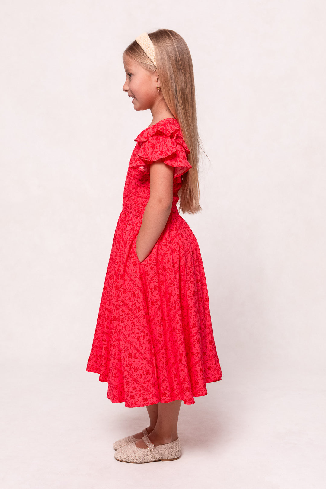 Mini Hattie Dress in Crimson Pink