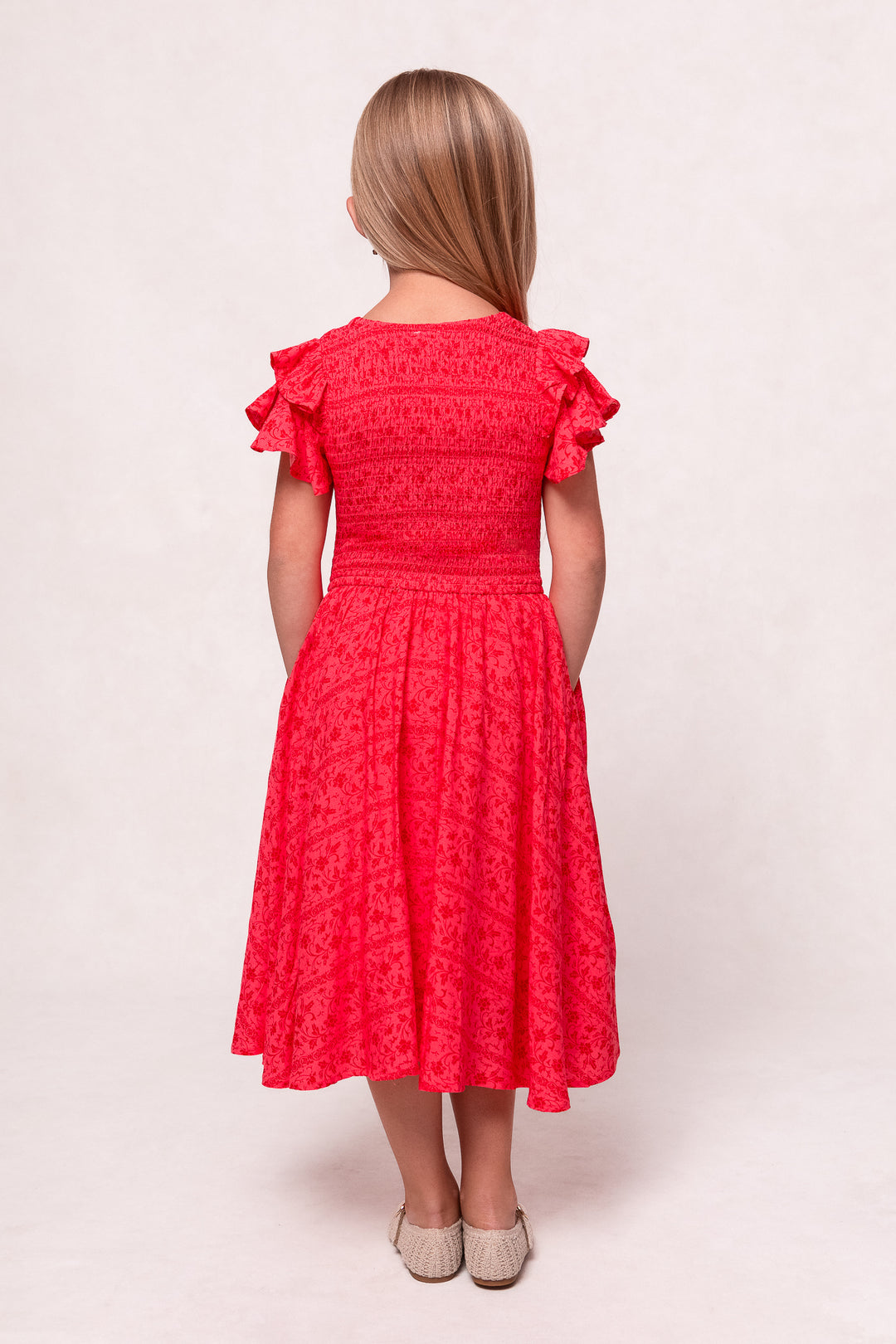 Mini Hattie Dress in Crimson Pink