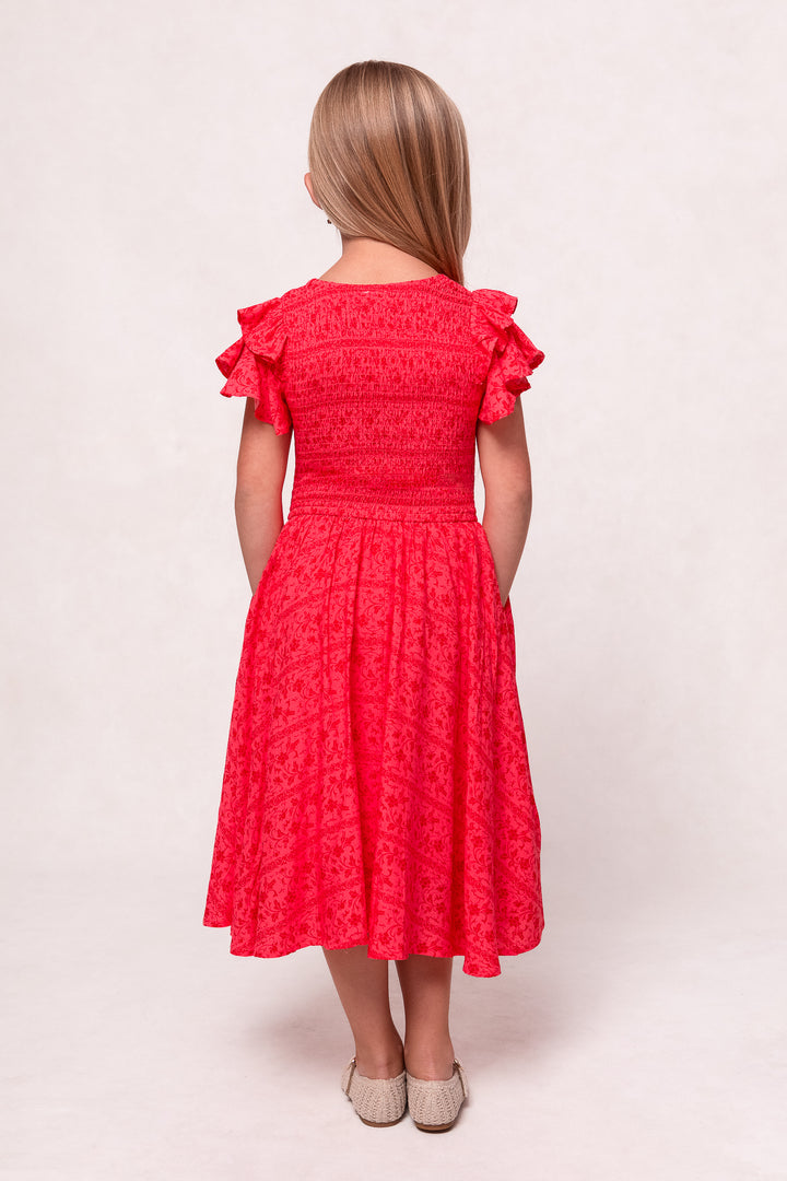 Mini Hattie Dress in Crimson Pink