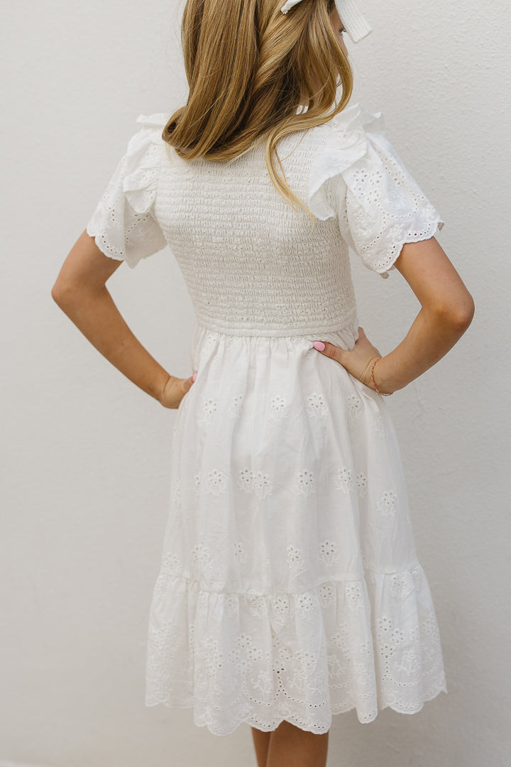 Mini Janie Dress in White Eyelet