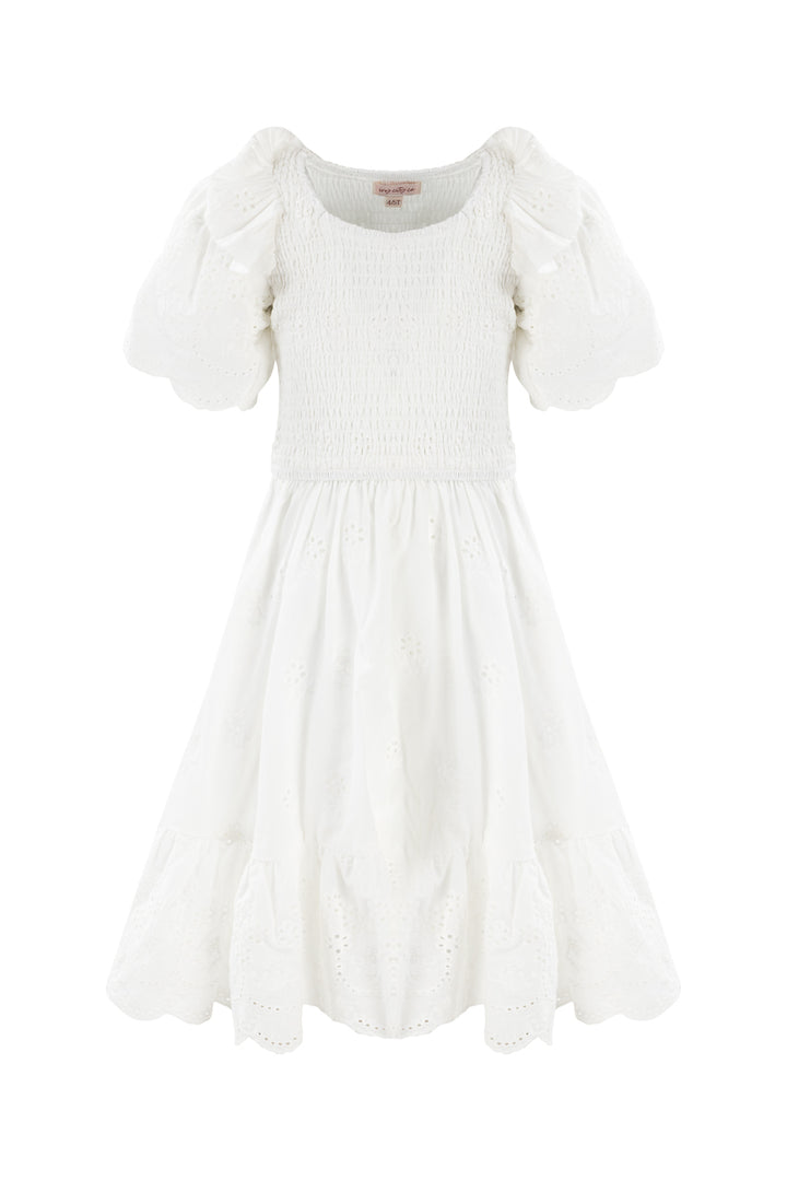 Mini Janie Dress in White Eyelet