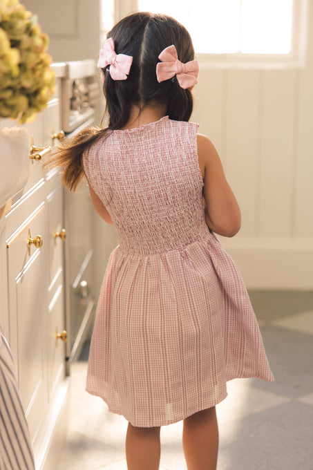 Mini Karla Dress in Pink Striped Gingham