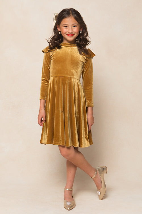 Mini La La Lady Dress in Romance Me Gold - FINAL SALE