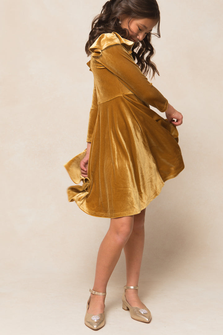 Mini La La Lady Dress in Romance Me Gold