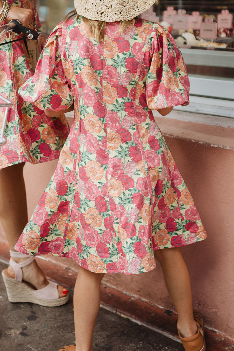 Mini Leah Dress in Pink Floral