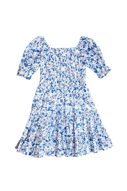 blue and white floral mini dress Mini Madeline Dress in Ditsy Cobalt Floral – Ivy City Co