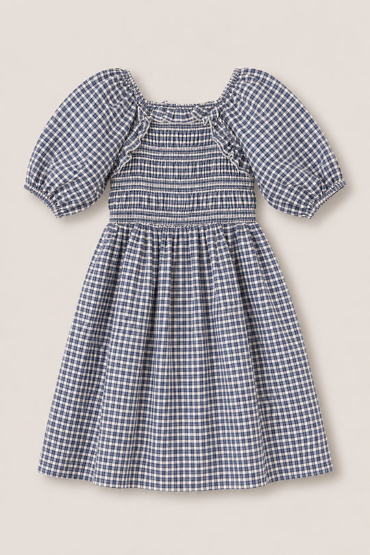 Mini Mae 3/4 Sleeve Dress in Prussian Blue Plaid – Ivy City Co