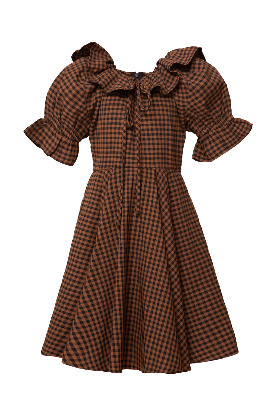 Mini Maple Dress in Brown Gingham