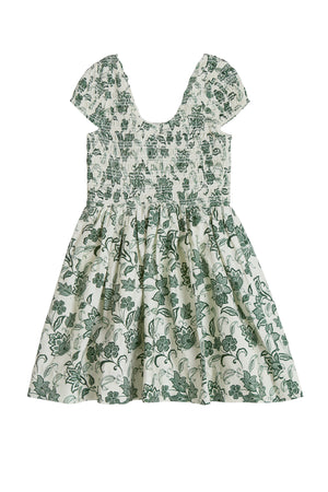 Green floral dress on a white background