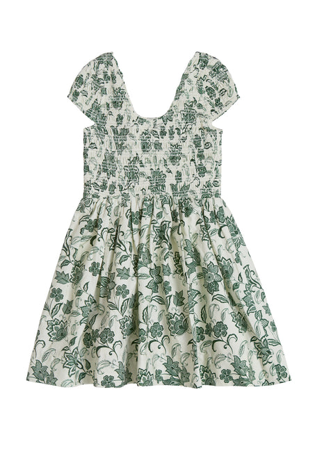 Green floral dress on a white background