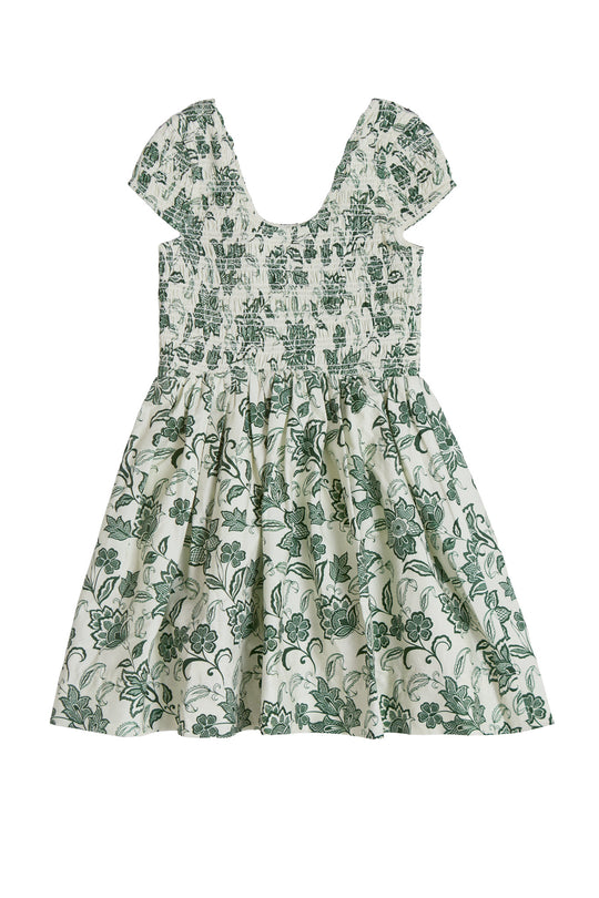 Green floral dress on a white background