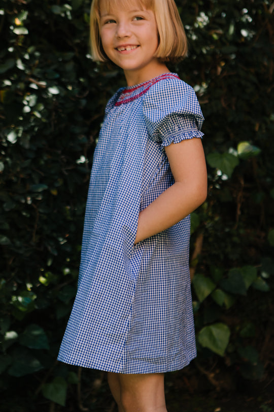 Mini Martha Dress in Blue Gingham