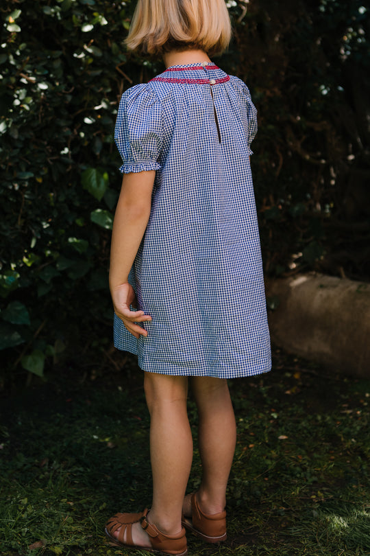Mini Martha Dress in Blue Gingham