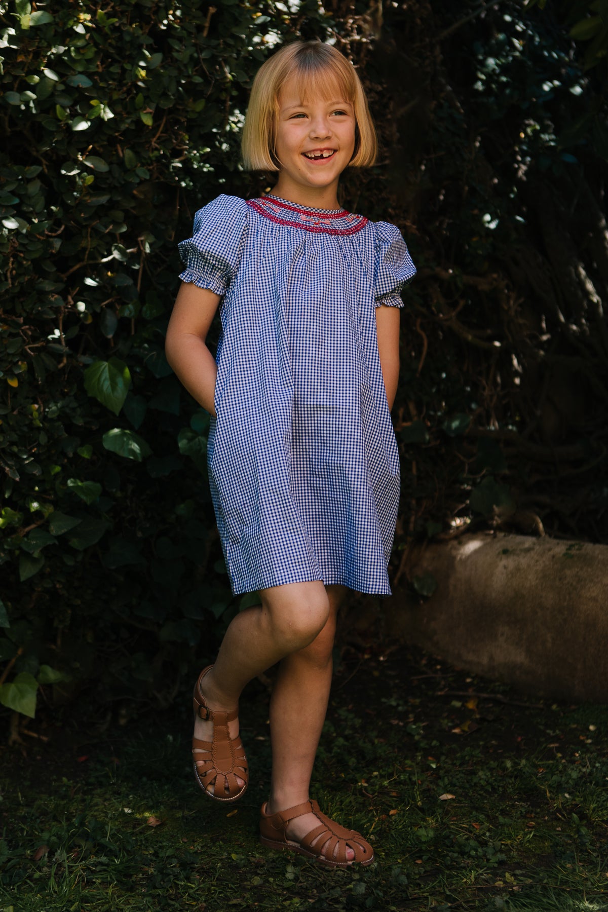 Mini Martha Dress in Blue Gingham